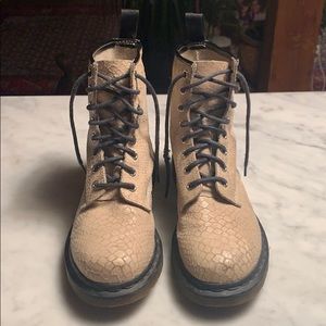 Off white snakeskin Doc Martens